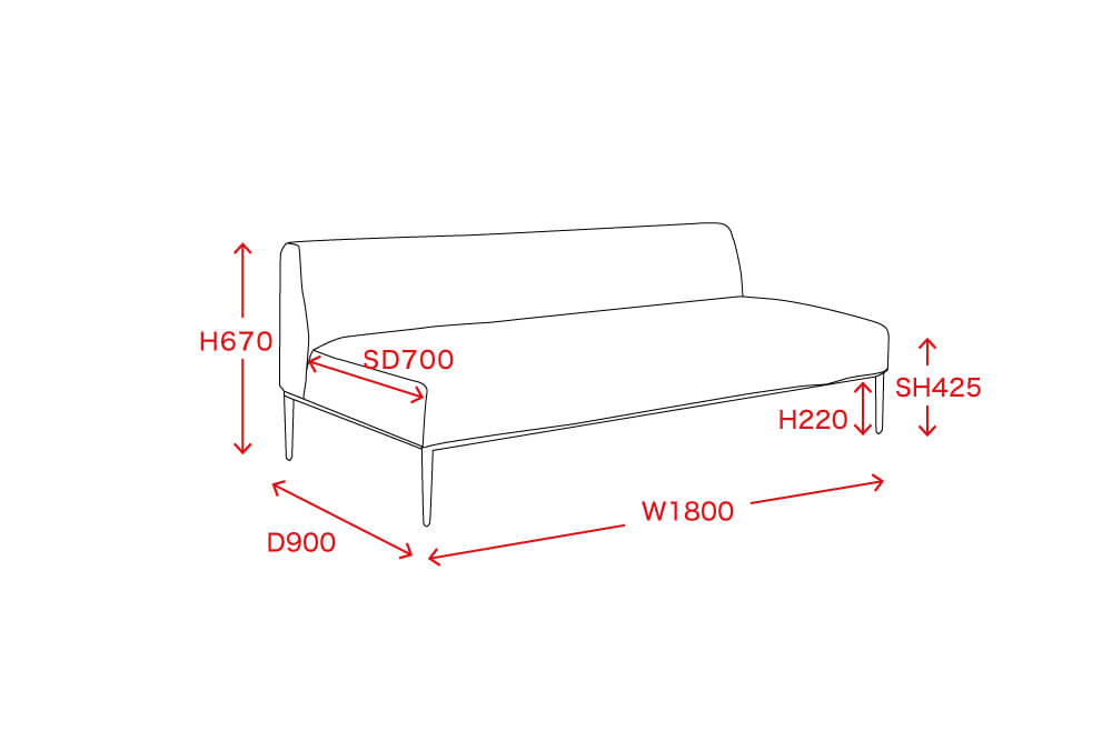 2Pアームレスソファ